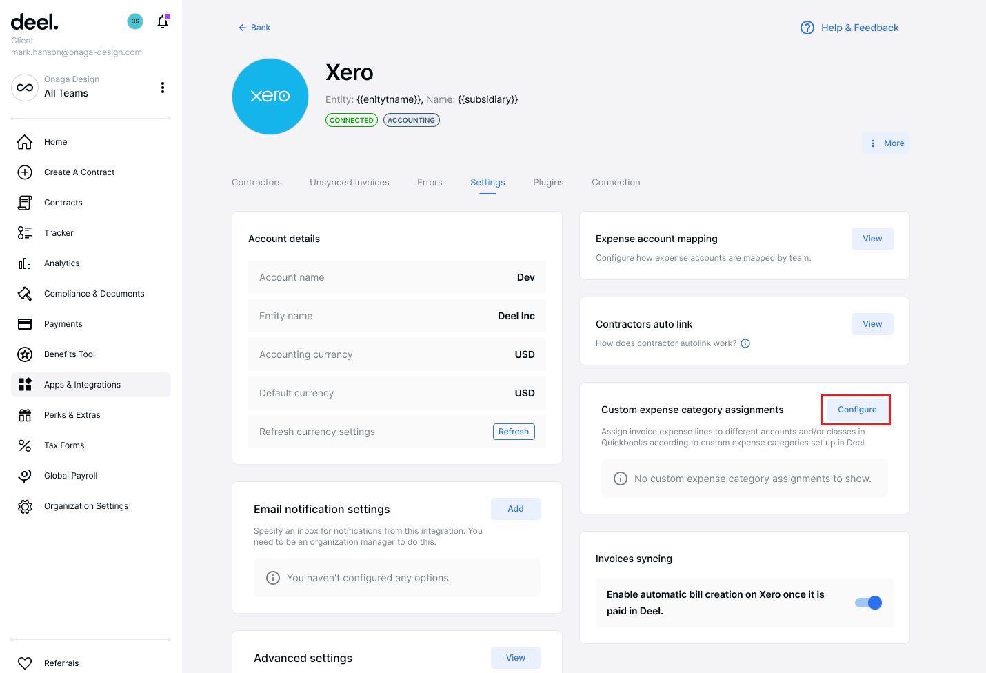 Deel Xero Integration